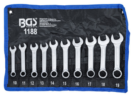 Maul-Ringschlüssel-Satz extra kurz SW 10-19 mm 10-tlg. 