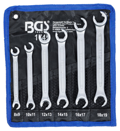 Doppel-Ringschlüssel-Satz offen 8x9-18x19mm 6-tlg. 