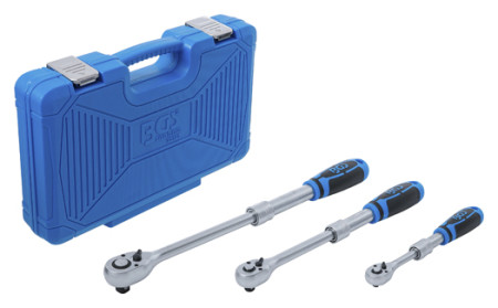 Umschaltknarren-Satz ausziehbar 1/4"-3/8"-1/2" 3-tlg. 