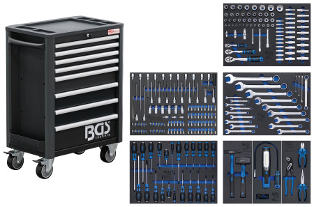 Werkstattwagen BGS befüllt, 8 Laden, 243-tlg. 