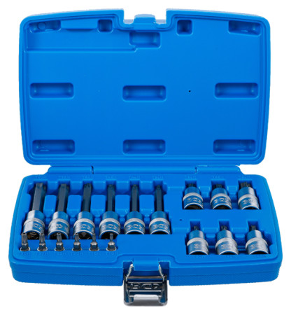 Bit-Einsatz-Satz 1/4"-1/2" TP (Torx) mit Bohrung 18-tlg. 