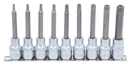 Bit-Einsatz-Satz 1/2" Torx mit Bohrung 9-tlg. 