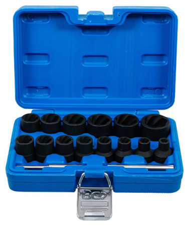 Spiral-Steckschlüssel-Schraubenausdreher-Satz 1/2" 16-tlg. 