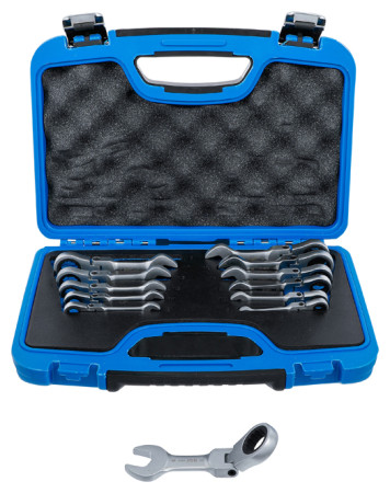 Ratschenring-Maulschlüssel-Satz kurz-abwinkelbar 8-19mm 12-tlg. 