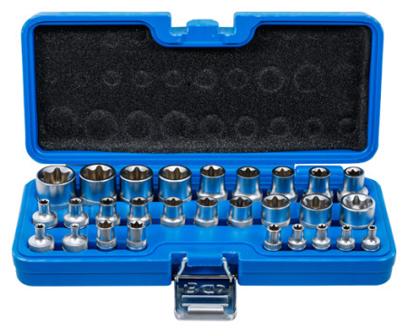 Steckschlüssel-Einsatz-Satz 1/4"-1/2" E4-E24 28-tlg. 