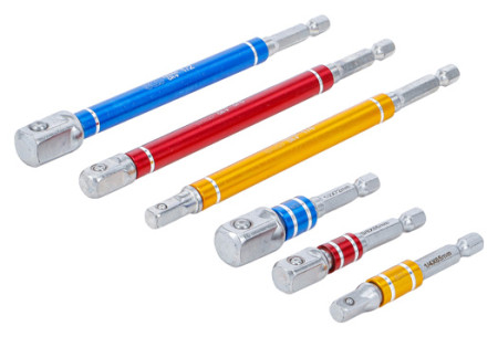 Adapter-Satz f. Bohrmaschine farbig  Aufnahme 1/4"-6-tlg. 