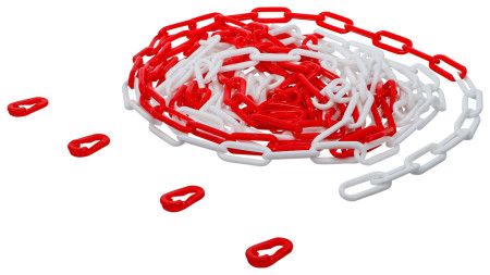 Absperrkette rot / weiß 4 Karabiner Kunststoff 7,5 m BGS 