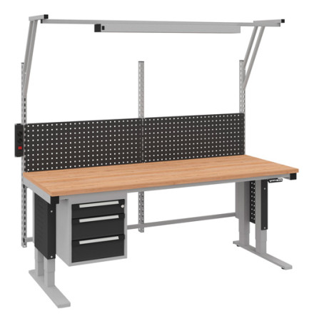 Höhenverstellbarer Arbeitsplatz OttoKind mit 3 Schubladen 