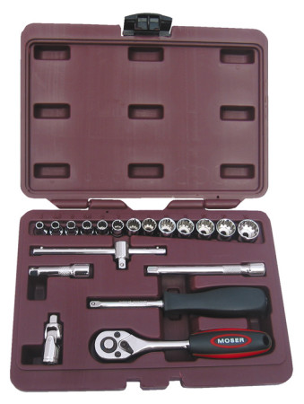 Steckschlüssel-Kassette 12-kant 19-tlg 1/4" 