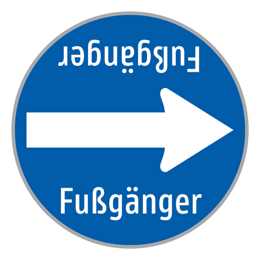 Vsafety Pflichtschild „Fußgänger / Pfeil Links“ – Selbstklebend, 300x400 Mm, Blau-weiß, Nach EN ISO 7010