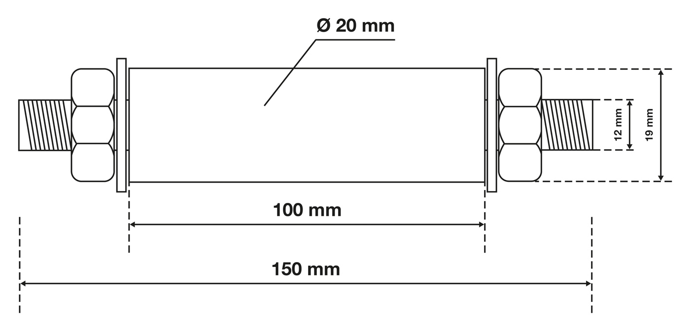 Achse für Schubkarrenrad 20mm – stabil & einfach montiert Achse für Schubkarrenrad 20mm – stabil & einfach montiert