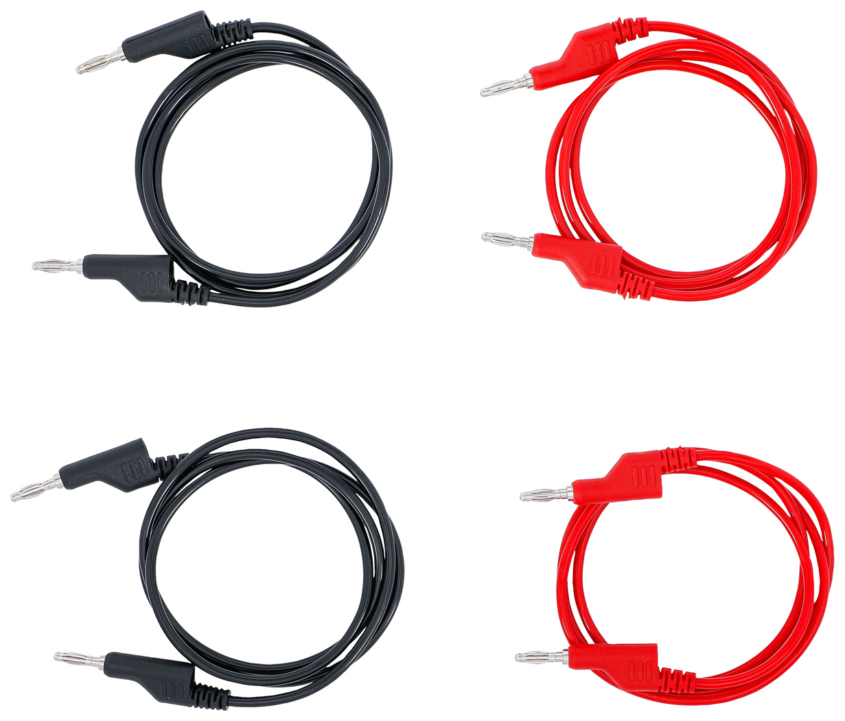 AEDIKO 2x Multimeter-Prüfkabel – 4mm Bananenstecker Abgewinkelt Auf Krokodilklemmen, 1m, 1000V/15A, Weich & Flexibel Multimeter Testleitungen 1m
